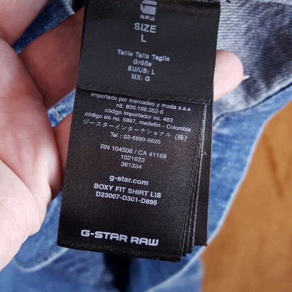 G STAR RAW Mens Jacket Large Blue Jean Button Denim Overshirt Streetwear $210 - Picture 11 of 13